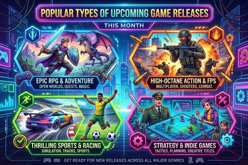 popular types of upcoming game releases this month